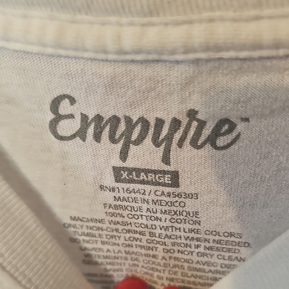 Empyre White Short Sleeve Tee with Red Logo "LOVE ME" Size Xlarge - Picture 2 of 4